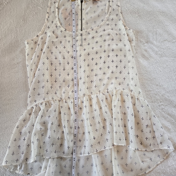 Eyeshadow NWT Sm White Flowing Whimsy SHEER SLEEVELESS TUNIC HI-LO FEMME Y2K - Picture 12 of 15